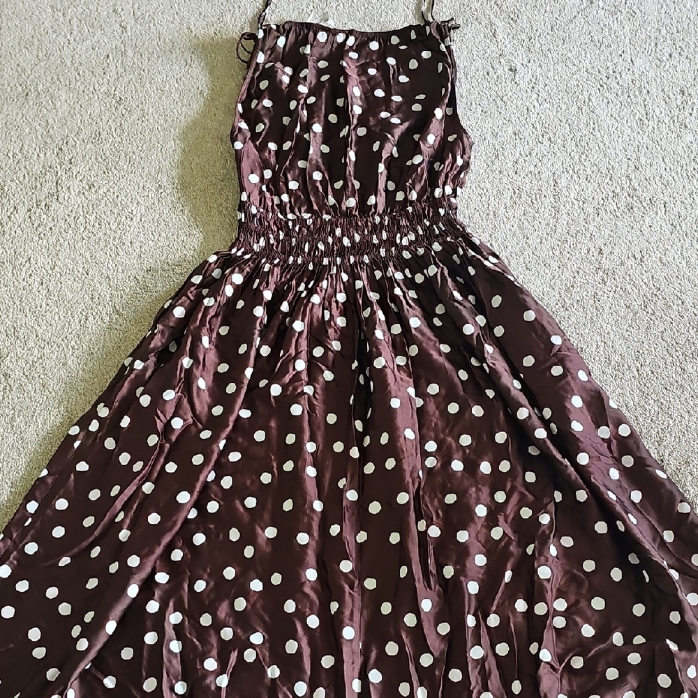 LOFT Brown and White Polka Dot Womens Dress - Picture 5 of 9